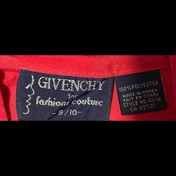 𝅺VINTAGE Givenchy 1970s cat bow blouse size 9/10  red very good condition - Picture 4 of 4